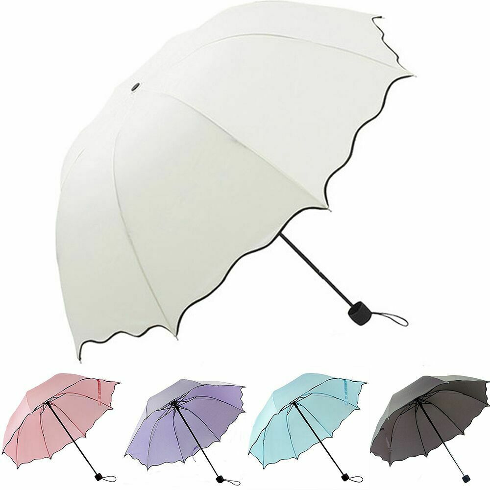 Portable Windproof Umbrella Anti-uv Sun Rain 3 Folding Compact Travel Parasol